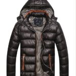 Men’s winter puffer jacket in black (or color), warm lightweight windproof coat for cold weather.