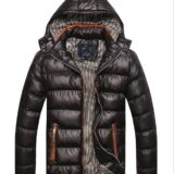 Men’s winter puffer jacket in black (or color), warm lightweight windproof coat for cold weather.