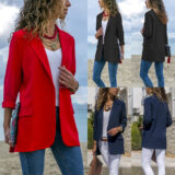 Women’s Lycra winter jacket coat in royal blue, black, and red – warm and stylish outerwear