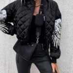 women short winter jacket black