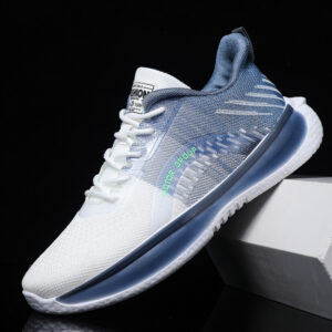 Men non-slip sports running sneakers with breathable mesh upper, thick sole and lace-up design