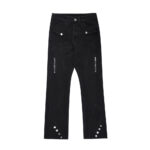 "Men’s black denim trousers fashion personality style" "Casual cotton denim pants for men front and back view" "Youth men’s denim trousers leisure wear" "High-quality cotton denim fabric close-up" "Black denim trousers styled for casual outfit"