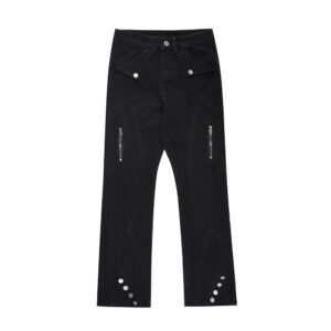 "Men’s black denim trousers fashion personality style" "Casual cotton denim pants for men front and back view" "Youth men’s denim trousers leisure wear" "High-quality cotton denim fabric close-up" "Black denim trousers styled for casual outfit"