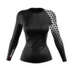 Women grappler long sleeve athletic top Compression training rashguard for women Women’s long sleeve sports top front view High-stretch MMA grappling top for women Women’s fitness long sleeve moisture-wicking shirt Women compression rashguard in multiple sizes